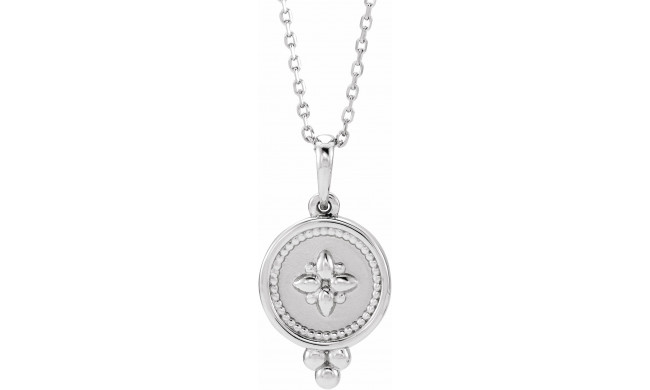 14K White Beaded Disc 16-18 Necklace - 86653600P