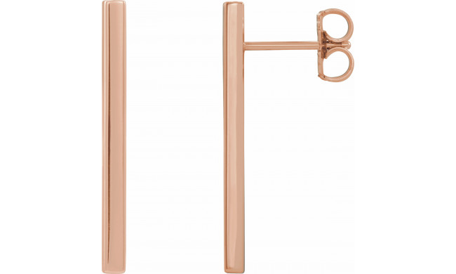 14K Rose 24x2 mm Bar Earrings - 86972108P