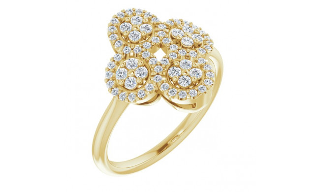 14K Yellow 1/2 CTW Diamond Clover Ring - 122883601P