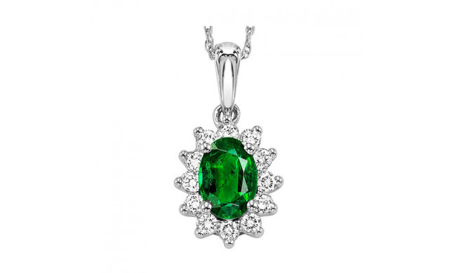 Gems One 14Kt White Gold Diamond (1/5Ctw) & Emerald (3/8 Ctw) Pendant - FP4062-4WCE