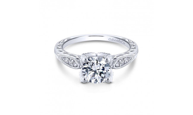 Gabriel & Co. 14k White Gold Victorian Straight Engagement Ring - ER13848R4W44JJ