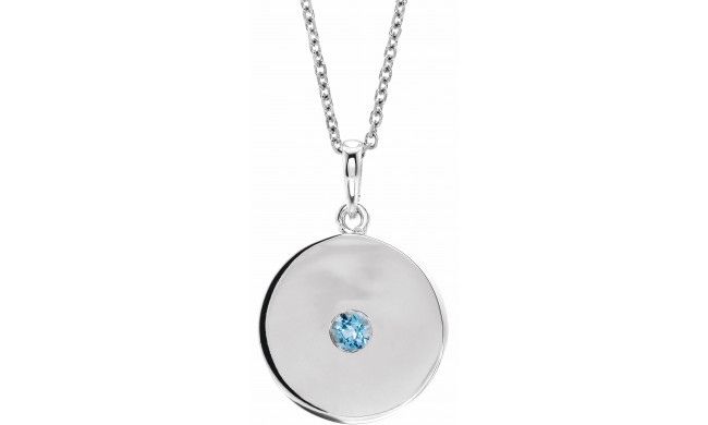 14K White Aquamarine Disc 16-18 Necklace - 8651460054P