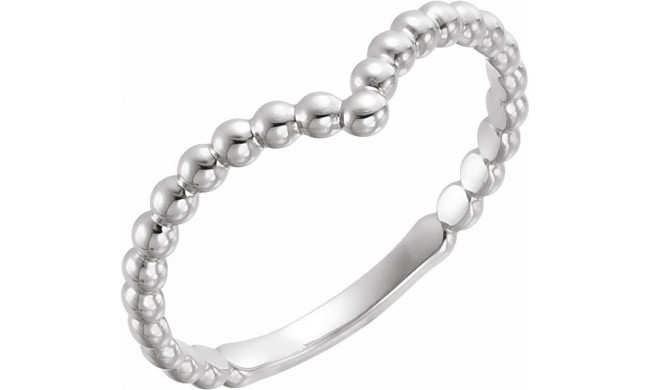 14K White Beaded V Ring - 51730101P