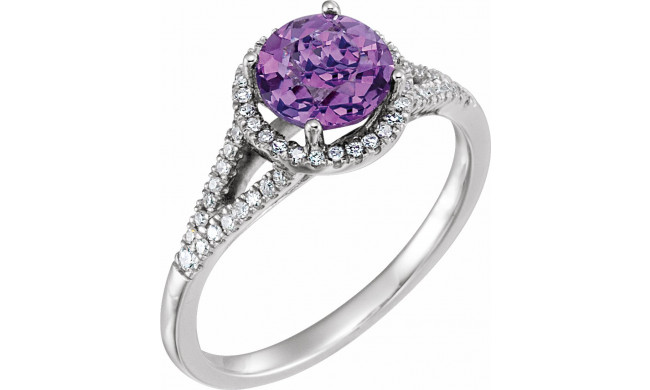 14K White Amethyst & 1/5 CTW Diamond Ring - 65130070002P