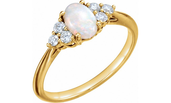 14K Yellow Opal & 1/5 CTW Diamond Ring - 71812601P
