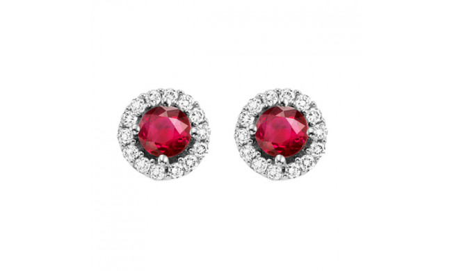 Gems One 14Kt White Gold Diamond (1/8Ctw) & Ruby (3/8 Ctw) Earring - NE331-4WCR