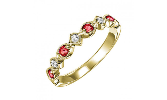 Gems One 14Kt Yellow Gold Diamond (1/20Ctw) & Ruby (1/6 Ctw) Ring - FR1075-4YD