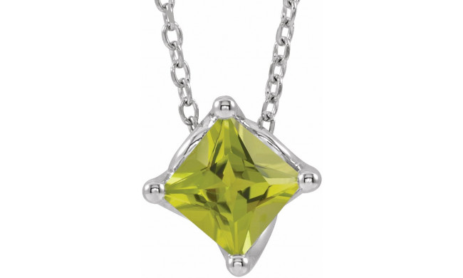 14K White Peridot Solitaire 16-18 Necklace - 869926030P