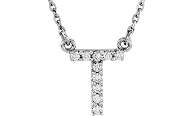 14K White Initial T .08 CTW Diamond 16 Necklace - 67311119P