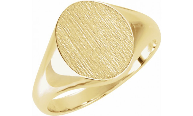 14K Yellow 11x9.5 mm Oval Signet Ring - 554337889P
