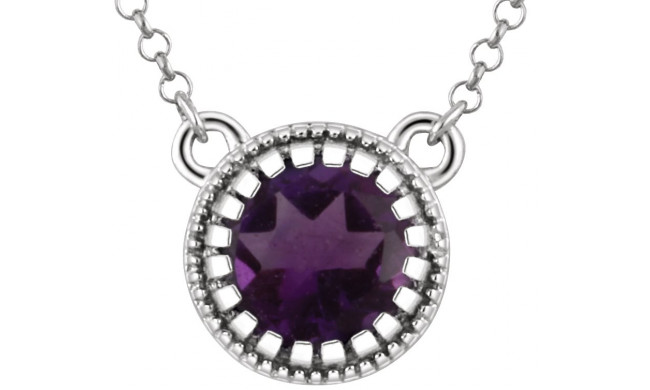 14K White Amethyst February 18 Birthstone Necklace - 651611104P