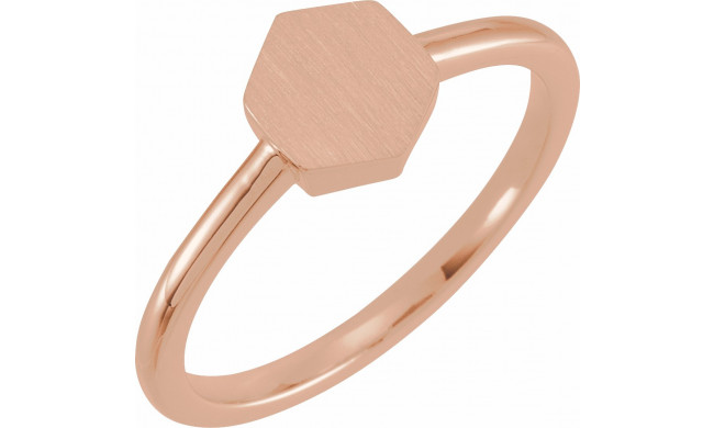 14K Rose  9.5x8 mm Geometric Signet Ring - 52180101P