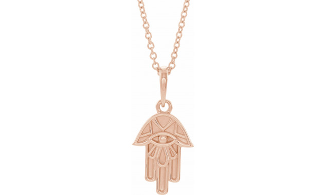 14K Rose Hamsa 16-18 Necklace - 86819602P