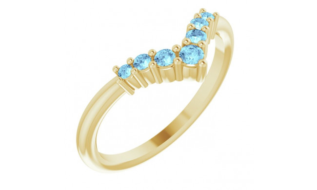 14K Yellow Aquamarine Graduated V Ring - 720776016P