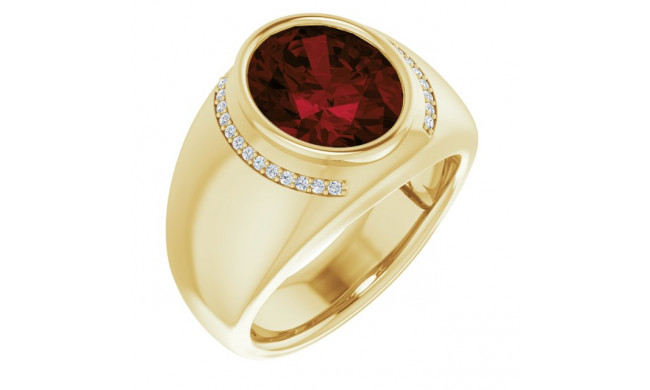 14K Yellow Mozambique Garnet & 1/8 CTW Diamond Ring - 98092622P