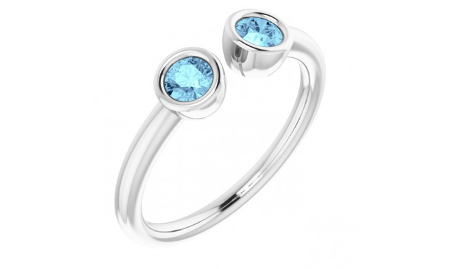 14K White Aquamarine Ring - 7189360000P