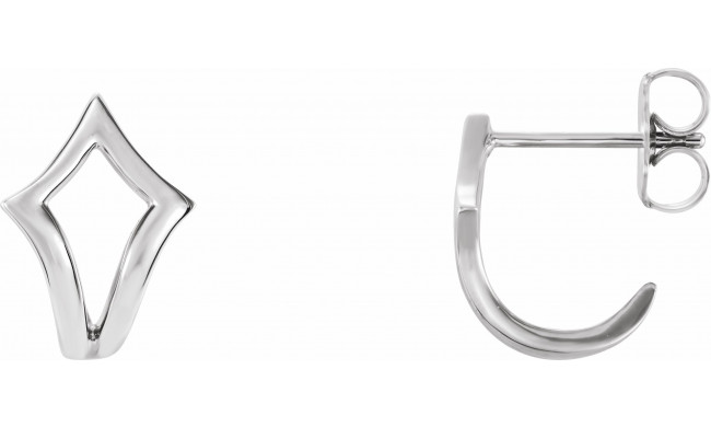 14K White Geometric J-Hoop Earrings - 86517605P