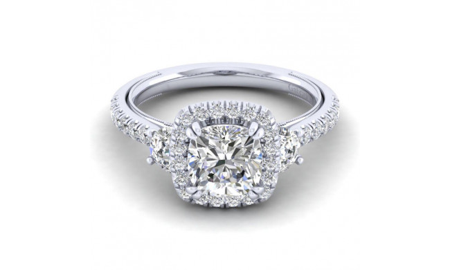 Gabriel & Co. 14k White Gold Victorian 3 Stone Halo Engagement Ring - ER12785W44JJ
