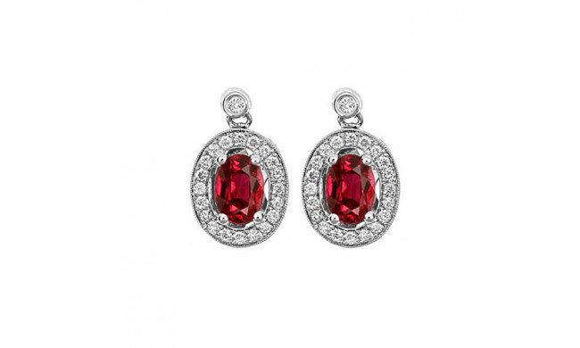 Gems One 14Kt White Gold Diamond (1/4Ctw) & Ruby (1 Ctw) Earring - RPT710E-4WCR