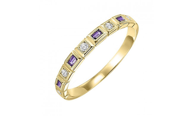 Gems One 14Kt Yellow Gold Diamond (1/12Ctw) & Amethyst (1/8 Ctw) Ring - FR1226-4YD
