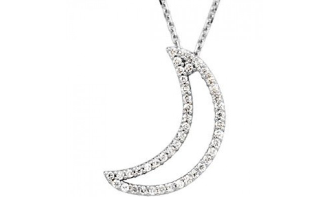 14K White 1/5 CTW Diamond Crescent Moon 16 Necklace - 6712284399P