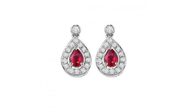 Gems One 14Kt White Gold Diamond (1/6Ctw) & Ruby (1/4 Ctw) Earring - FE4015-4WCR