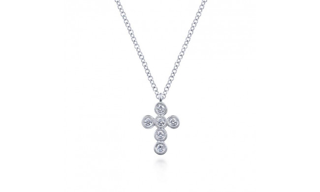 Gabriel & Co. 14k White Gold Faith Diamond Religious Cross Necklace - NK5952W45JJ