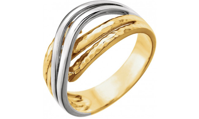 14K Yellow Overlap Hammered Ring - 513741000P