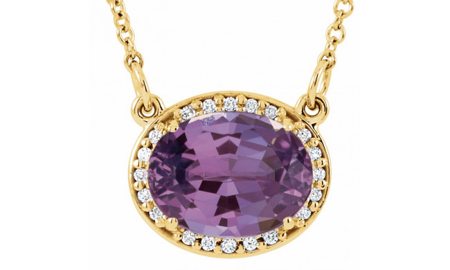 14K Yellow Amethyst & .05 CTW Diamond 16.5 Necklace - 8590370009P