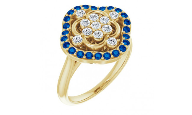 14K Yellow Blue Sapphire & 1/3 CTW Diamond Ring - 72037601P