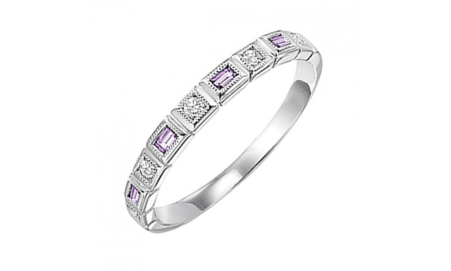 Gems One 14Kt White Gold Diamond (1/10Ctw) & Syn Alexandrite (1/8 Ctw) Ring - FR1269-4WD