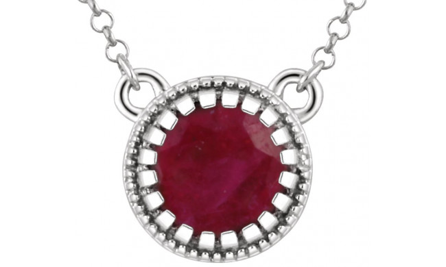 14K White Ruby July 18 Birthstone Necklace - 651611114P