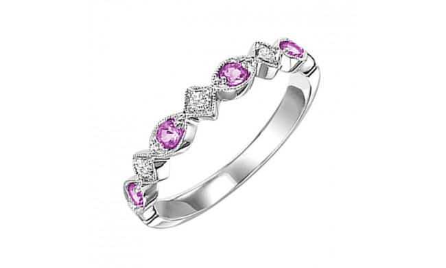 Gems One 10Kt White Gold Diamond (1/20Ctw) & Pink Sapphire (1/6 Ctw) Ring - FR1037-1WD