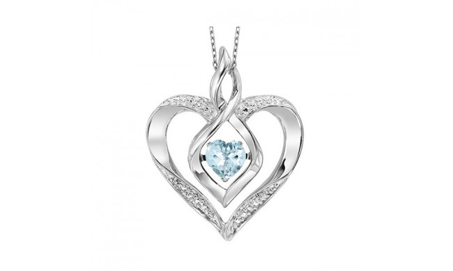 Gems One Silver Diamond (1/50 Ctw) & Created-Aquamarine (1/4 Ctw) Pendant - ROL1165A