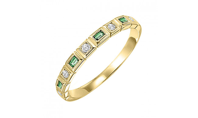 Gems One 14Kt Yellow Gold Diamond (1/10Ctw) & Emerald (1/8 Ctw) Ring - FR1066-4YD