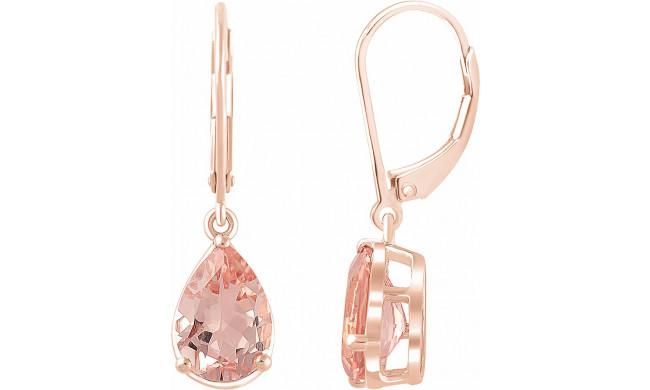 14K Rose Morganite Lever Back Earrings - 65261360001P