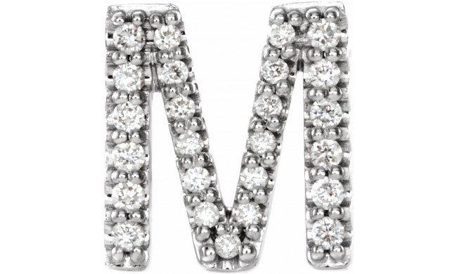 14K White .08 CTW Diamond Single Initial M Earring - 867976060P