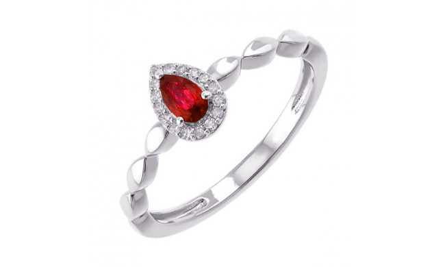 Gems One 10Kt White Gold Diamond (1/20Ctw) & Ruby (1/4 Ctw) Ring - RG87015-1WDR