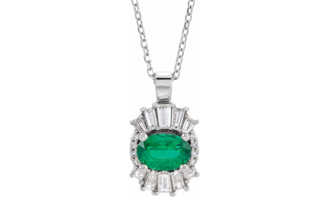 14K White Emerald & 1/3 CTW Diamond 16-18 Necklace - 869706115P