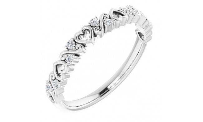 14K White .08 CTW Heart Diamond Anniversary Band - 124102600P