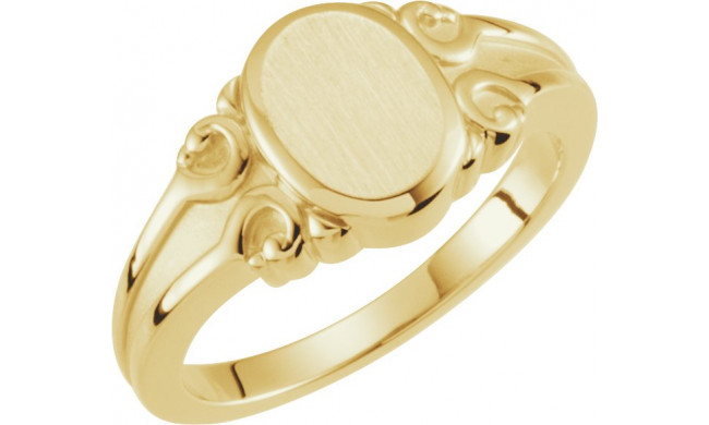 14K Yellow 9.7x8 mm Oval Signet Ring - 50457294811P