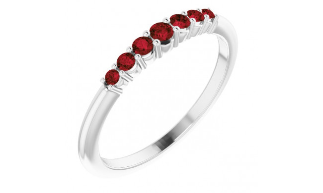 14K White Mozambique Garnet Stackable Ring - 72022608P