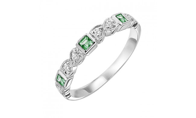 Gems One 14Kt White Gold Diamond (1/10Ctw) & Emerald (1/6 Ctw) Ring - FR1073-4WD