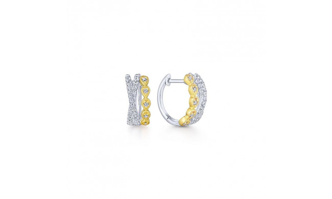 Gabriel & Co. 14k Two Tone Contemporary Diamond Huggie Earrings - EG13454M45JJ
