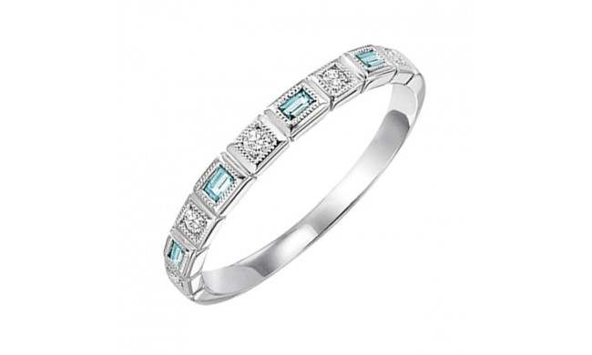 Gems One 14Kt White Gold Diamond (1/12Ctw) & Aquamarine (1/10 Ctw) Ring - FR1268-4WD