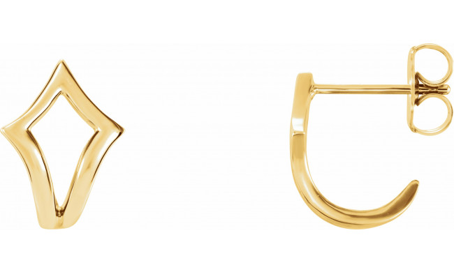 14K Yellow Geometric J-Hoop Earrings - 86517606P