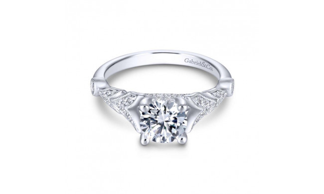 Gabriel & Co. 14k White Gold Victorian Split Shank Engagement Ring - ER13888R4W44JJ