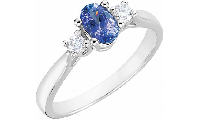 14K White Tanzanite & 1/6 CTW Diamond Ring - 61193207557P