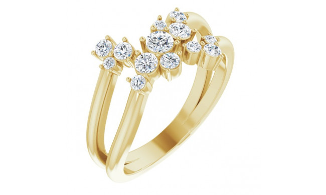 14K Yellow 1/2 CTW Diamond Cluster Bypass Ring - 123824601P