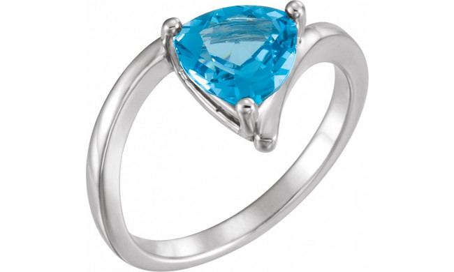 14K White Swiss Blue Topaz Ring - 71809600P